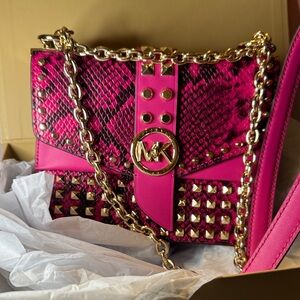 Michael Kors NEW!! Fuchsia Snake Print Crossbody Bag LAST ONE!